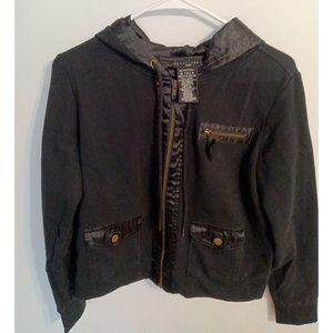 Women’s Apostrophe Petite Hooded Black Zip-Up Jacket Size M Petite 10-12